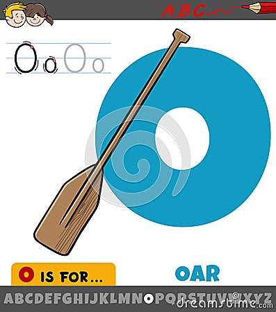 Letter O from alphabet with oar object Vector Illustration