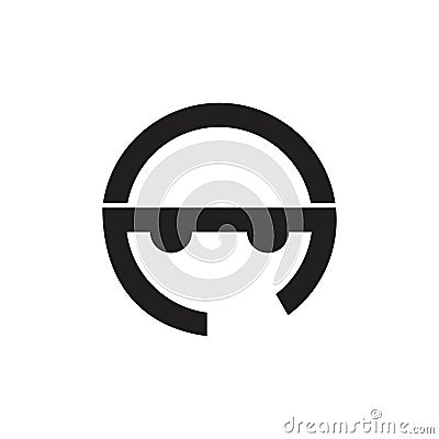 Letter o cool face abstract logo Vector Illustration