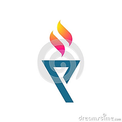 Letter p - flame - torch logo Vector Illustration