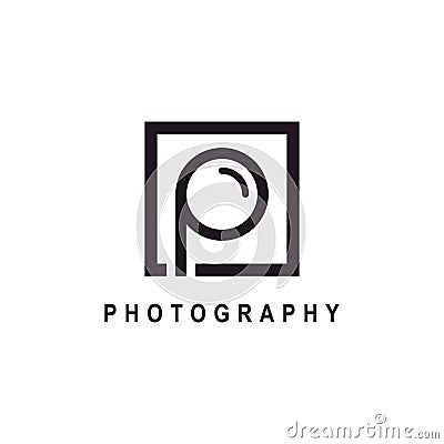 Letter p or initial p for photography logo design Vector Illustration