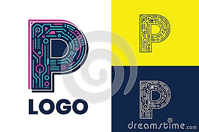 P logo for tech business Vector Illustration
