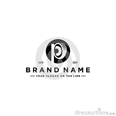 Letter p tire logo design vector Stock Photo