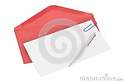 Letter paper and red envelope Stock Photo