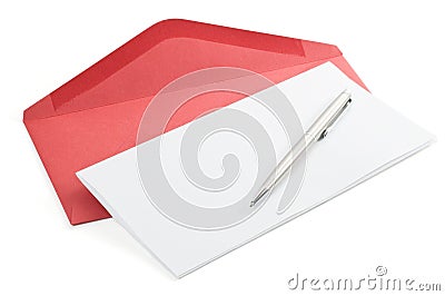 Letter paper and red envelope Stock Photo