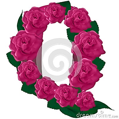 Letter Q cute flower illustration Stock Photo