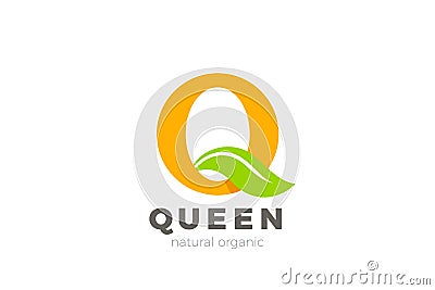 Letter Q Logo Elegant design vector template. Luxury Cosmetics Organic Eco brand Logotype concept symbol Vector Illustration