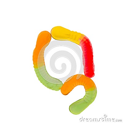 Letter Q made of gummy worm Stock Photo