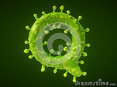 Letter Q shaped virus or bacteria cell. 3D illustration Cartoon Illustration
