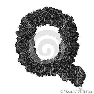 Letter Q stylized in the form of a rope pile Stock Photo