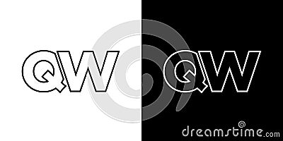 Letter Q and W, QW logo design template. Minimal monogram initial based logotype Vector Illustration