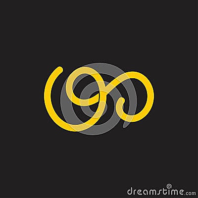 Letter qo ribbon lien curves logo vector Vector Illustration