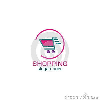 Creative shopping logo illustration of a color circle design template vector Vector Illustration