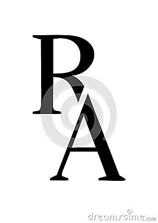 Letter R behind A monogram logo, simple style. Cartoon Illustration