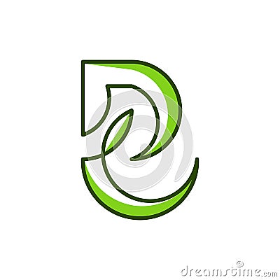 Letter R Leaf Simplicity Logo Vector Illustration