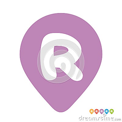 Letter R location map pin symbol, initial r gps pointer icon vector illustration Vector Illustration