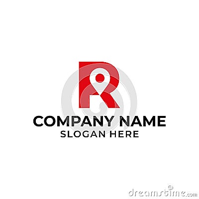 Letter R logo with location icon. R pointer logo template, gps logo initial Vector Illustration