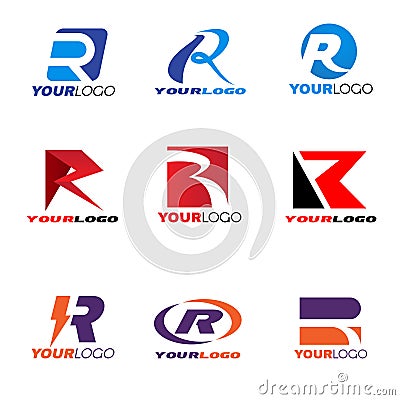 Letter R logo set design Vector Illustration