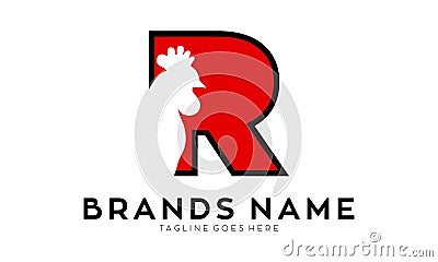 Letter R for rooster vector logo Vector Illustration
