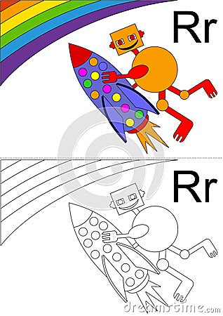 Letter r worksheet Vector Illustration