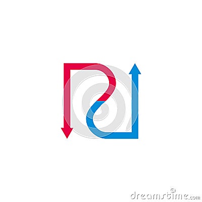 Letter rd colorful opposite arrows logo vector Vector Illustration