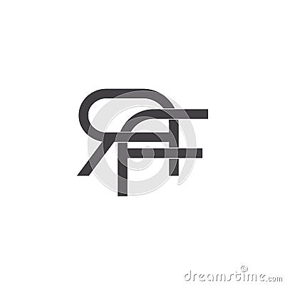 Letter rf linked flat geometric clear line design symbol logo vector Vector Illustration