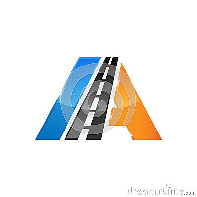 A letter road construction creative symbol layout. Vector Illustration