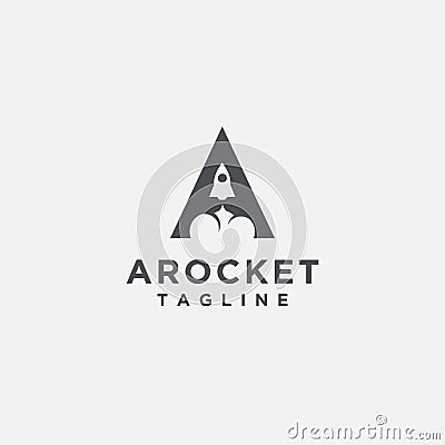 Letter A rocket logo, creative monogram A logo with negative space style Vector Illustration