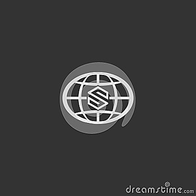Letter S with abstract globe simple logo vector Vector Illustration
