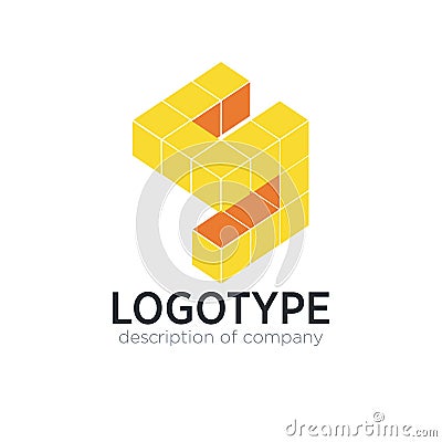Letter S cube figure logo icon design template elements Vector Illustration