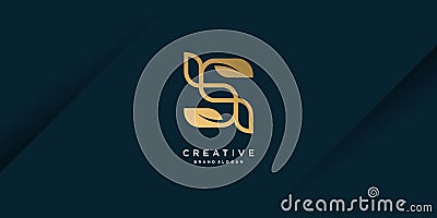 Letter S logo with modern unique golden concept for initial or company Part 17 Vector Illustration