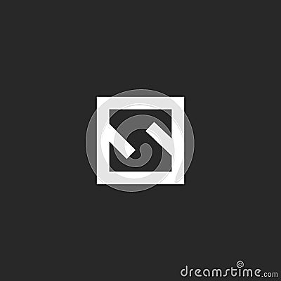 Letter S logo monogram minimal style. Square frame geometric shape linear initial emblem mockup. Typography design element Vector Illustration