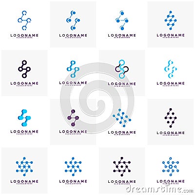 Set of Letter S logotype,Technology and digital abstract dot connection vector logo Stock Photo