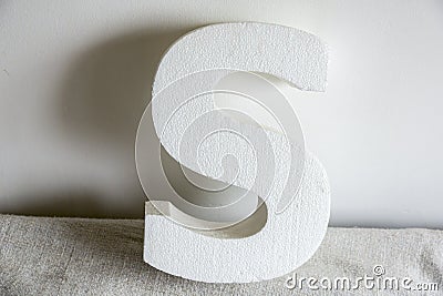 Letter S made of styrofoam Stock Photo