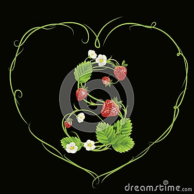 Letter S in strawberry style Vector Illustration