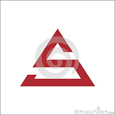 S triangle logo vector red color Vector Illustration