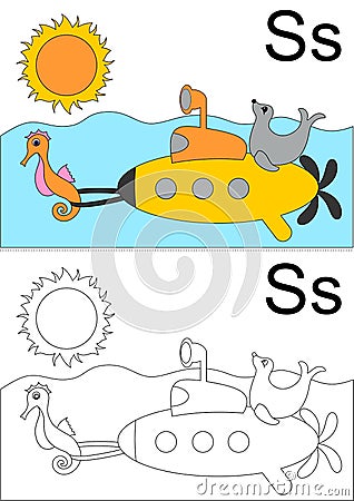 Letter s worksheet Vector Illustration