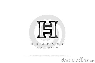 Letter SH or HS Logo Design Vector Illustration