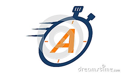 Letter A Stopwatch Logo Vector Illustration