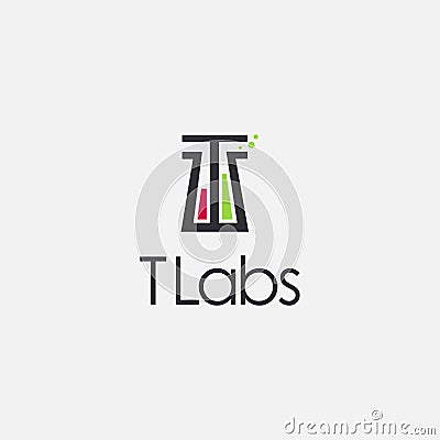 letter T beaker laboratory logo icon vector Vector Illustration