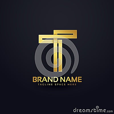 Letter T logo concept design in premium golden style Vector Illustration