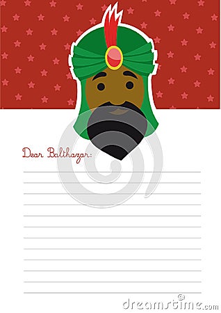 Letter template to king Balthazar Vector Illustration