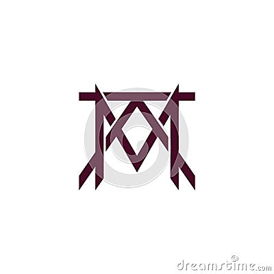 Letter tm simple link line overlap flat logo vector Vector Illustration