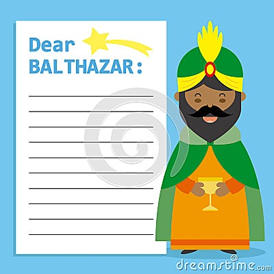 Letter to King Balthazar Vector Illustration