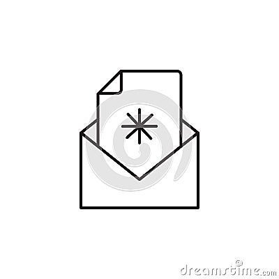 Letter to Santa line icon. Envelope, wish, post. Christmasconcept Vector Illustration