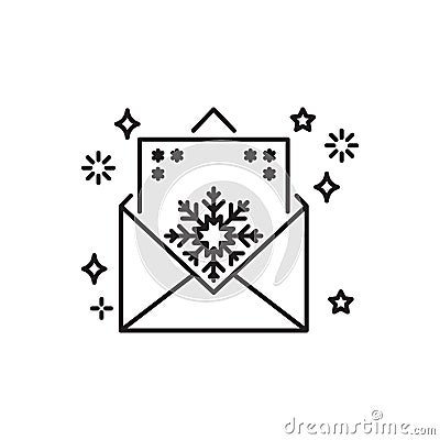 Letter to Santa line icon. Envelope, wish, post. Christmasconcept Vector Illustration