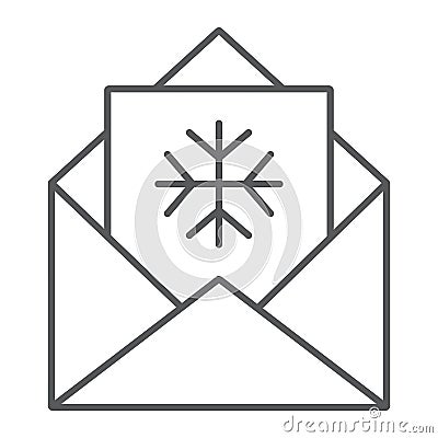 Letter to Santa thin line icon, envelope and christmas, good wishes sign, vector graphics, a linear pattern Vector Illustration