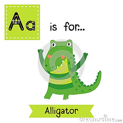 A letter tracing. Standing Alligator. Vector Illustration