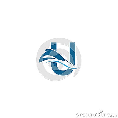 Letter U with stingray icon logo template illustration Vector Illustration