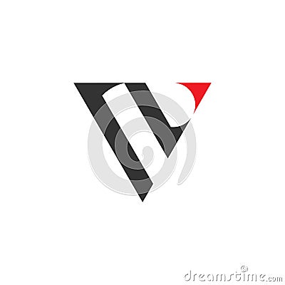 Letter v opposite arrow geometric triangle logo vector Vector Illustration