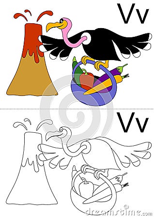 Letter v worksheet Vector Illustration